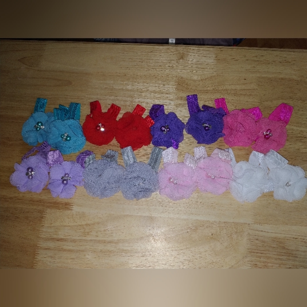 Toptim Baby Girls Barefoot Sandals. 8 Pairs. 12 Months Toddler.